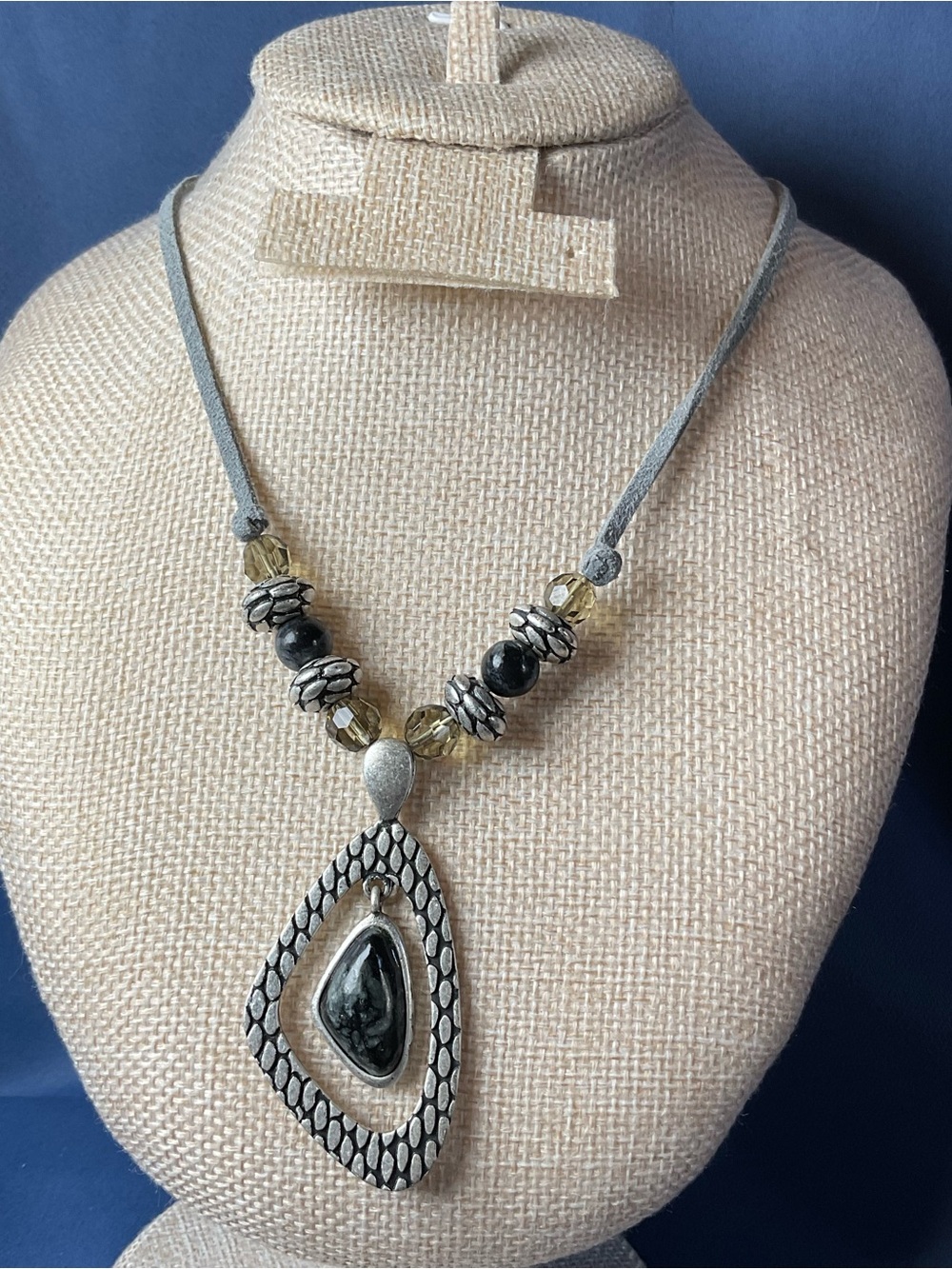 Lia Sophia Silver-Tone Black & Gray Pendant Necklace